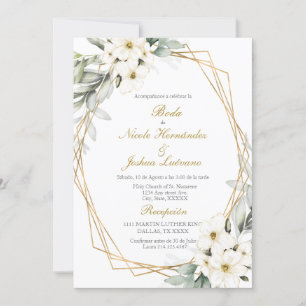 White flower wedding invitation 