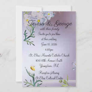 White Flower Wedding  Invitation