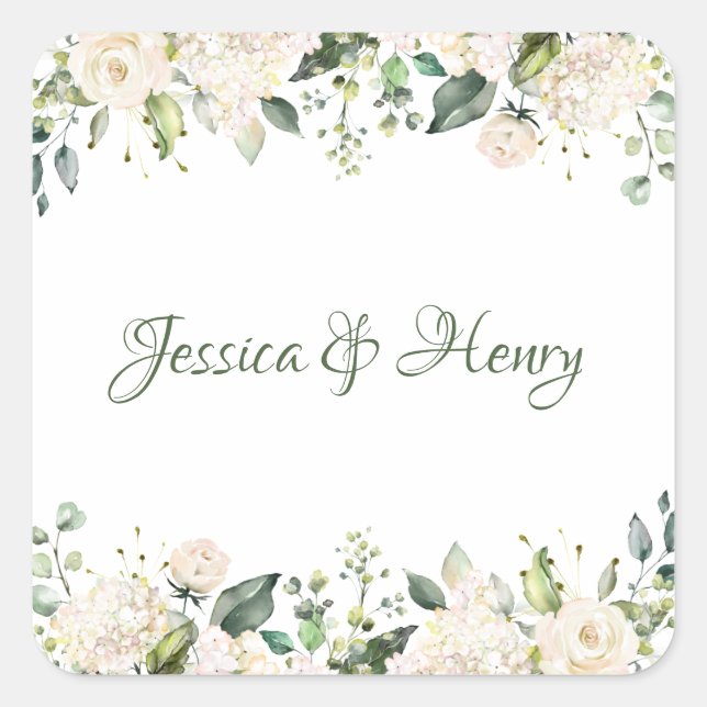 White Flower Wedding Stickers (Front)