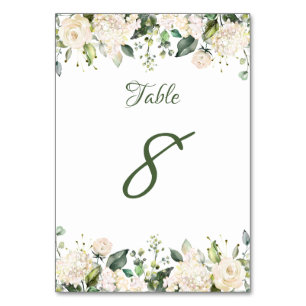 White Flower Wedding Table Numbers