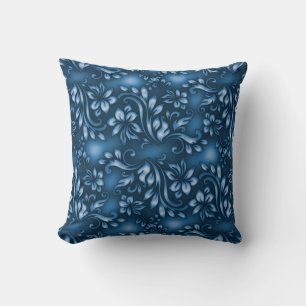 White flower with blue background cushion