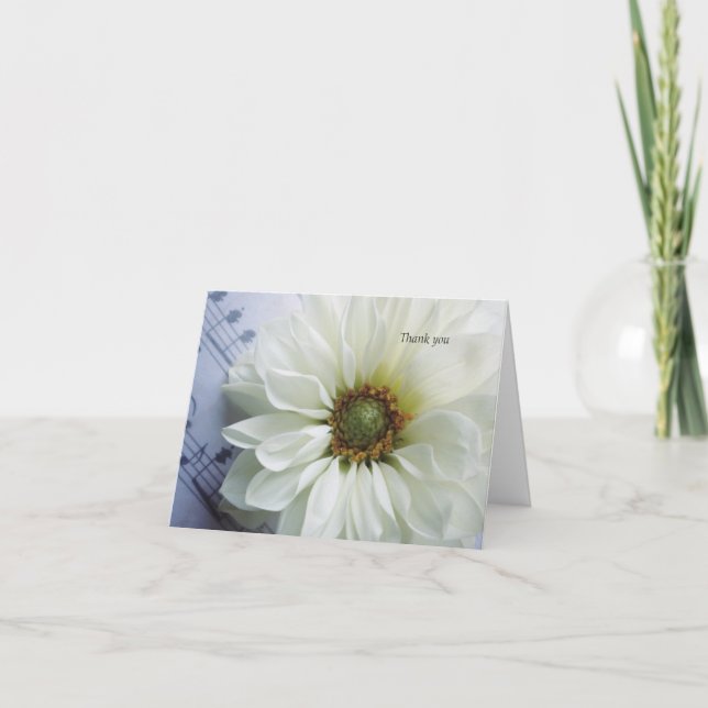 White flower with music thank you card (Front)