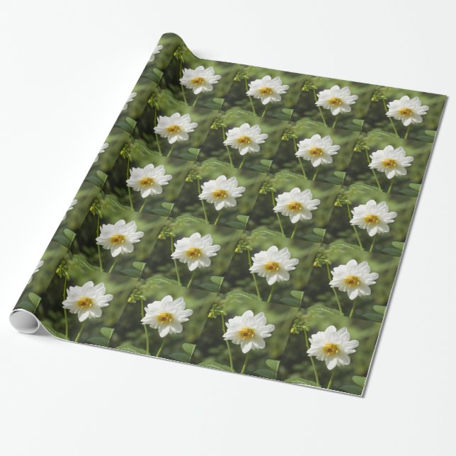 white flower wrapping paper (Unrolled)