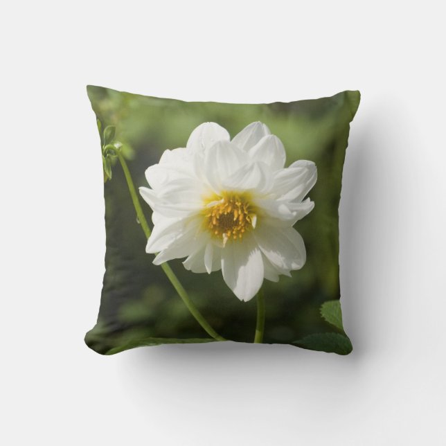 white flower yellow flower bee cushion (Front)