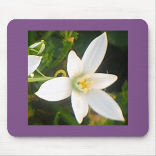 White Flowering Bloom Mouse Mat