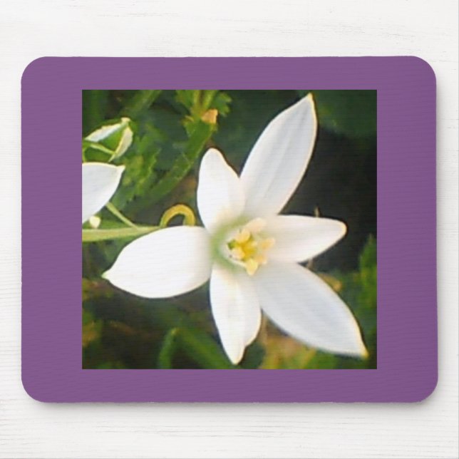White Flowering Bloom Mouse Mat (Front)