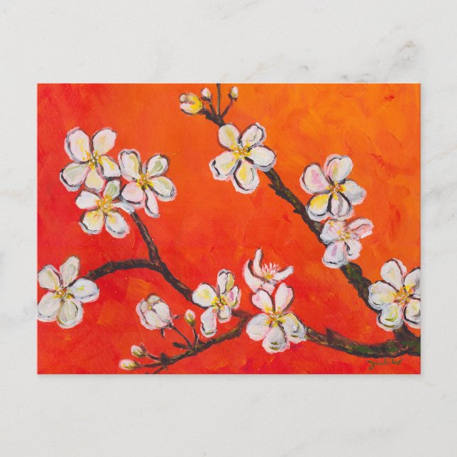 White flowering branch in spring canvas print postcard (Front)
