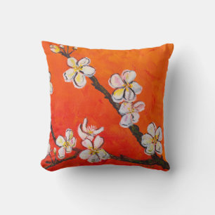 White flowering branch in spring   cushion