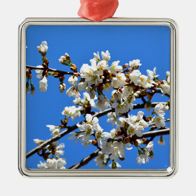 White flowering spring tree white floral blossom  metal tree decoration (Front)