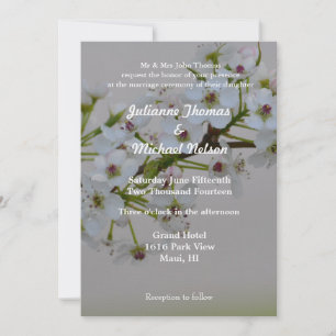 White Flowering Tree Wedding Invitation
