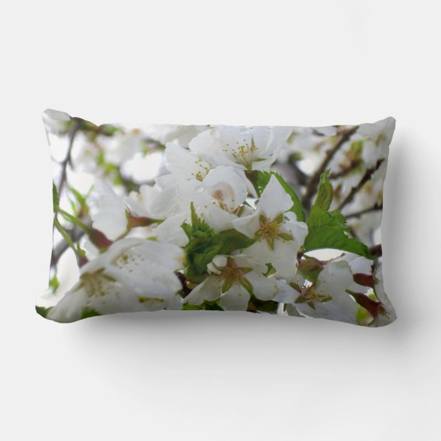 White flowering tree White Blossoms Lumbar Cushion (Front)