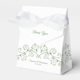 White Flowering Vine Thank You Tent Favour Box