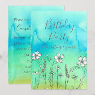 White Flowers 75th Birthday Party Invitation