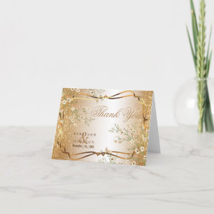 White Flowers and Gold Glitter - Thank You