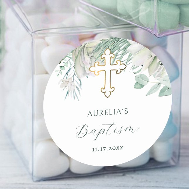 White Flowers and Greenery Baptism Sticker (Creator Uploaded)