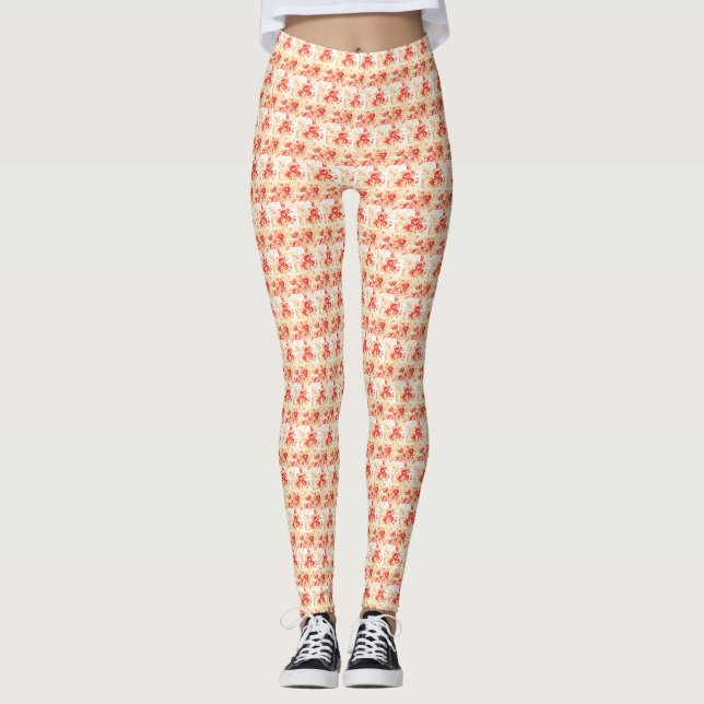 White flowers art leggings (Front)