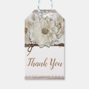 White Flowers & Birch Rustic Glam Bridal Shower Gift Tags