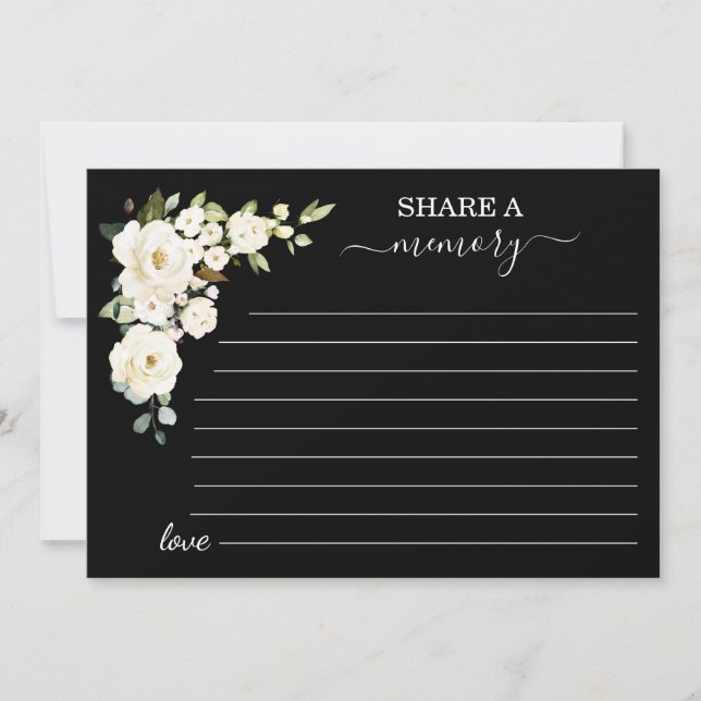 White Flowers Black Share a Memory Attendance  Announcement (Front)