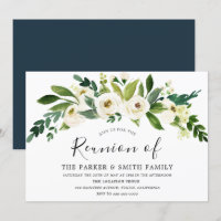 White Flowers Blooming Family Reunion Invitation