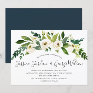 White Flowers Blooming Wedding Invitation