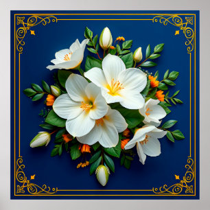 White flowers bouquet poster