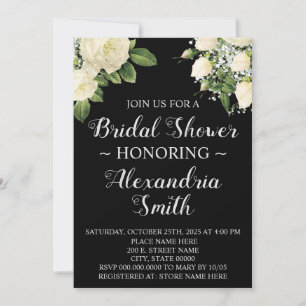 White Flowers Bridal Shower Invitation