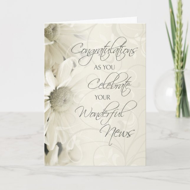 White Flowers Congratulations on Expecting Card (Front)