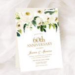 White Flowers & Cream 60th Wedding Anniversary Invitation<br><div class="desc">White Flowers & Cream 60th Wedding Anniversary Invitation

See matching collection in Niche and Nest Store</div>