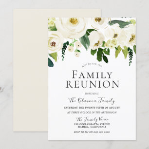 White Flowers & Cream Elegant Family Reunion Invitation