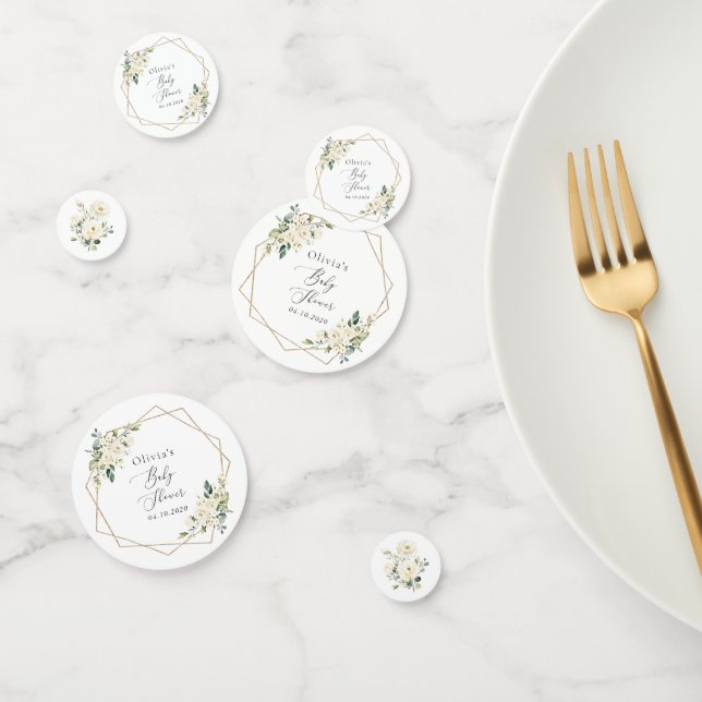 White Flowers, Cream Flowers, Boho, Baby Shower Confetti (Group)