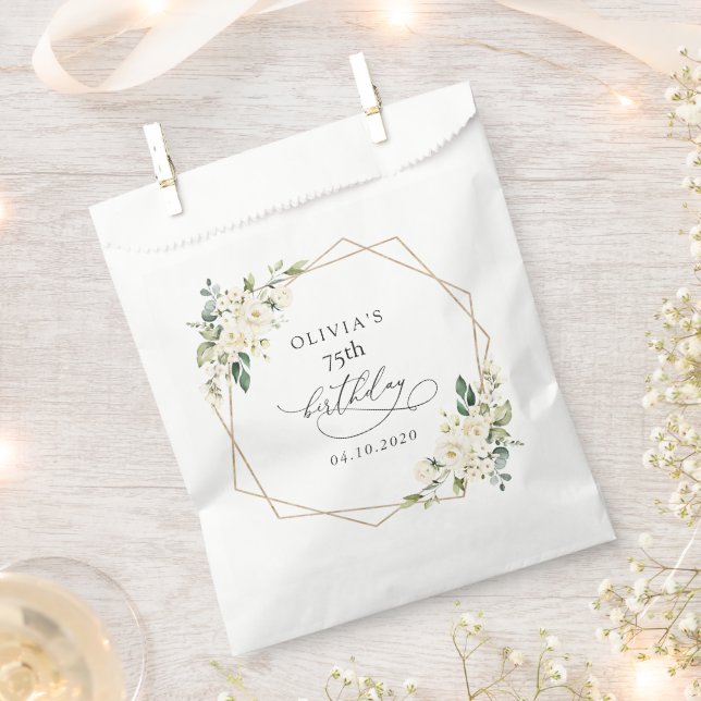 White Flowers, Cream Flowers, Boho, Birthday Favour Bags (Clipped)