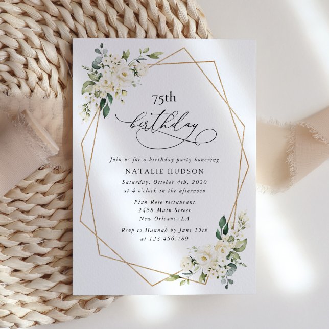 White Flowers, Cream Flowers, Boho, Birthday Invitation (Creator Uploaded)