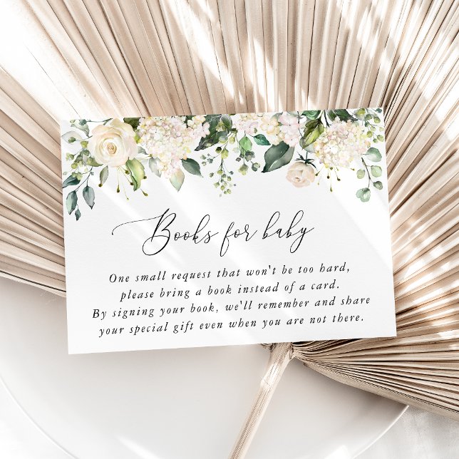 White Flowers, Cream Flowers, Boho, Books For Baby Enclosure Card (Creator Uploaded)