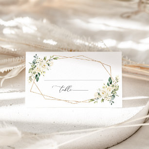 White Flowers, Cream Flowers, Boho, Bridal Shower Place Card