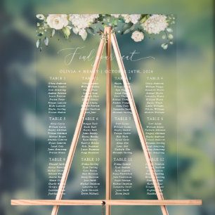 White Flowers, Cream Flowers, Boho, Seating Chart