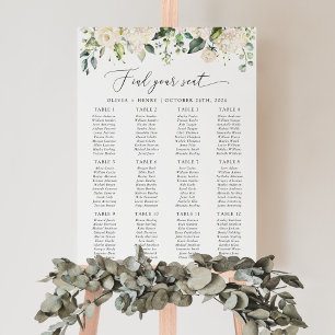 White Flowers, Cream Flowers, Boho, Seating Chart