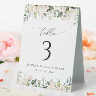 White Flowers, Cream Flowers, Boho, Table Numbers
