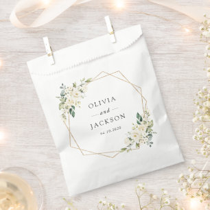White Flowers, Cream Flowers, Greenery, Wedding Favour Bags