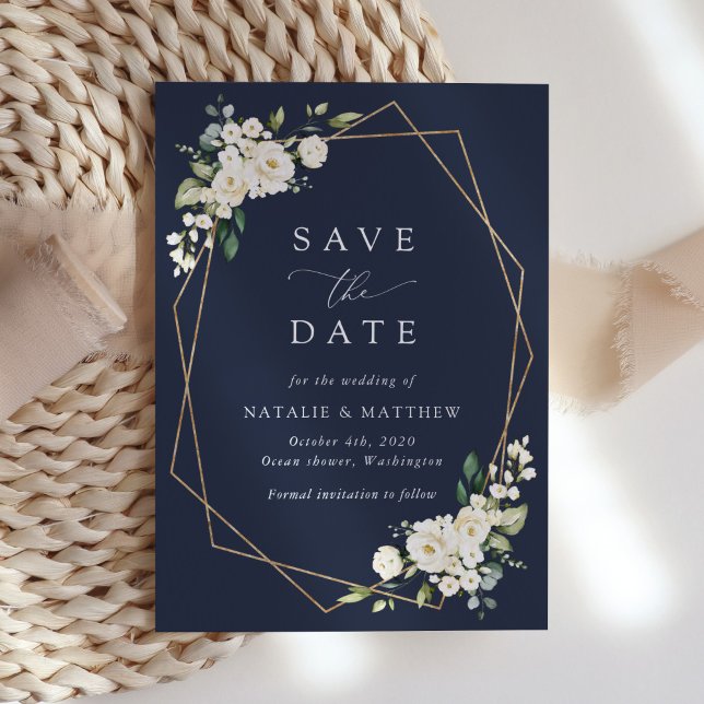 White Flowers, Cream Flowers, Greenery, Wedding  Save The Date (Creator Uploaded)