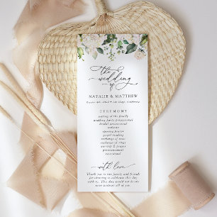 White Flowers, Cream Flowers, Wedding Program Programme