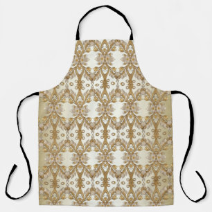 White Flowers Decorative Gold Apron