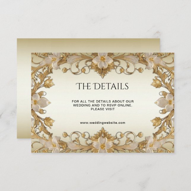White Flowers Decorative Gold Detail Enclosure Card (Front/Back)