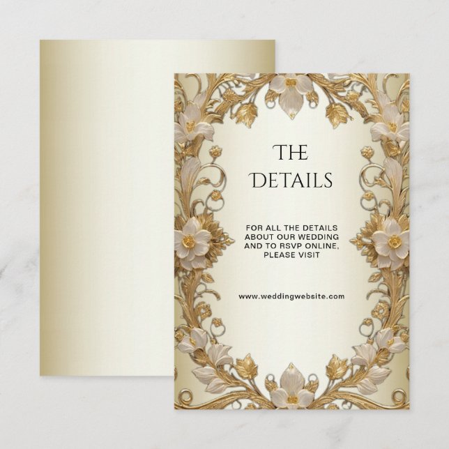 White Flowers Decorative Gold Enclosure Card (Front/Back)