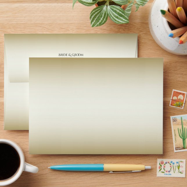 White Flowers Decorative Gold Envelope (Desk)