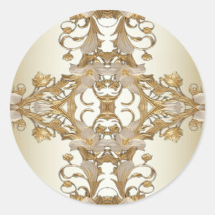 White Flowers Decorative Gold Seal Sticker