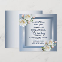 White Flowers Elegant Blue Gray Wedding