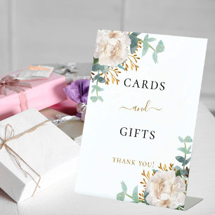 White flowers eucalyptus cards gifts sign