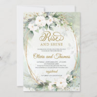 White flowers eucalyptus gold oval rise and shine