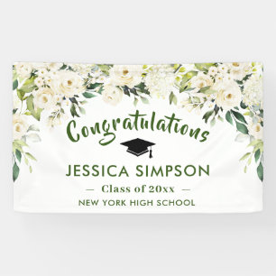 White Flowers Eucalyptus Graduation Class of 2024  Banner