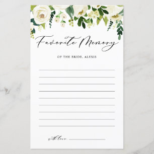 White Flowers Favourite Memory of the Bride Card